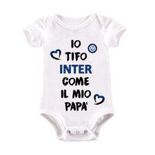 Body divertente neonato a maniche corte  "IO TIFO INTER COME IL MIO PAPà"