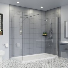 Walk In Shower Enclosure Wet Room and Tray Glass Cubicle Bathroom Screen Panel