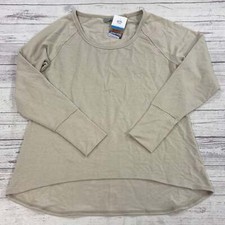Athleta Tan French Terry Sharkbite Sweatshirt Women Size XL NEW Thumb Holes 