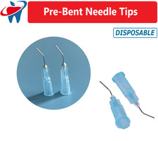 100 Blue Pre Bent Needle Tips for Etch - Sealant Pre-Bent needle tips 25 Ga.