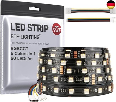 BTF-LIGHTING RGBCCT 5 Farben in 1 5050SMD LED Streifen DC24V 5M 60LEDs/m 300LEDs