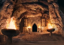 Ancient Temple Cave Backdrop 7x5ft Medieval Dungeon for Halloween Photo Prop