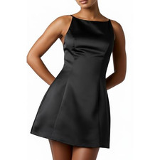 Lulus Cody A-Line Mini Dress Women Satin Fit Flare Mini Cocktail Dress Large