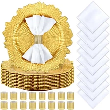 Tanlade 72 Pcs Charger Plates Bulk 13'' Floral Reef Plates with Napkin Rings ...