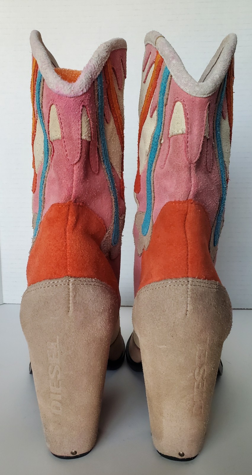 Y2K DIESEL Madchen Multicolor Patchwork Suede Cow… - image 4