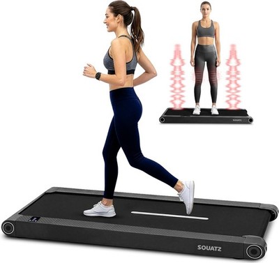 Squatz SQWPV15BK 2-in-1 Walking Pad Treadmill with Vibration Plates - Black