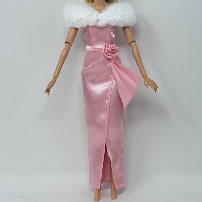 Barbie Replay The Classics Enchanted Evening Pink Gown Dress & Faux Fur Stole