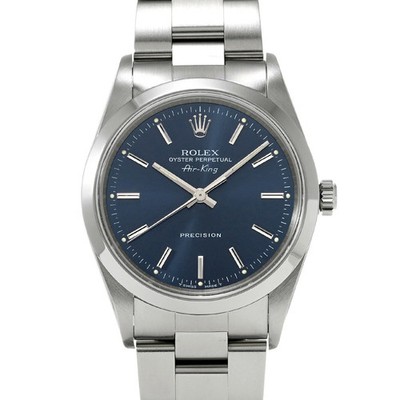 ROLEX Air King 14000 Blue Case Size 34 x 34 mm Men's Used Watch #45387