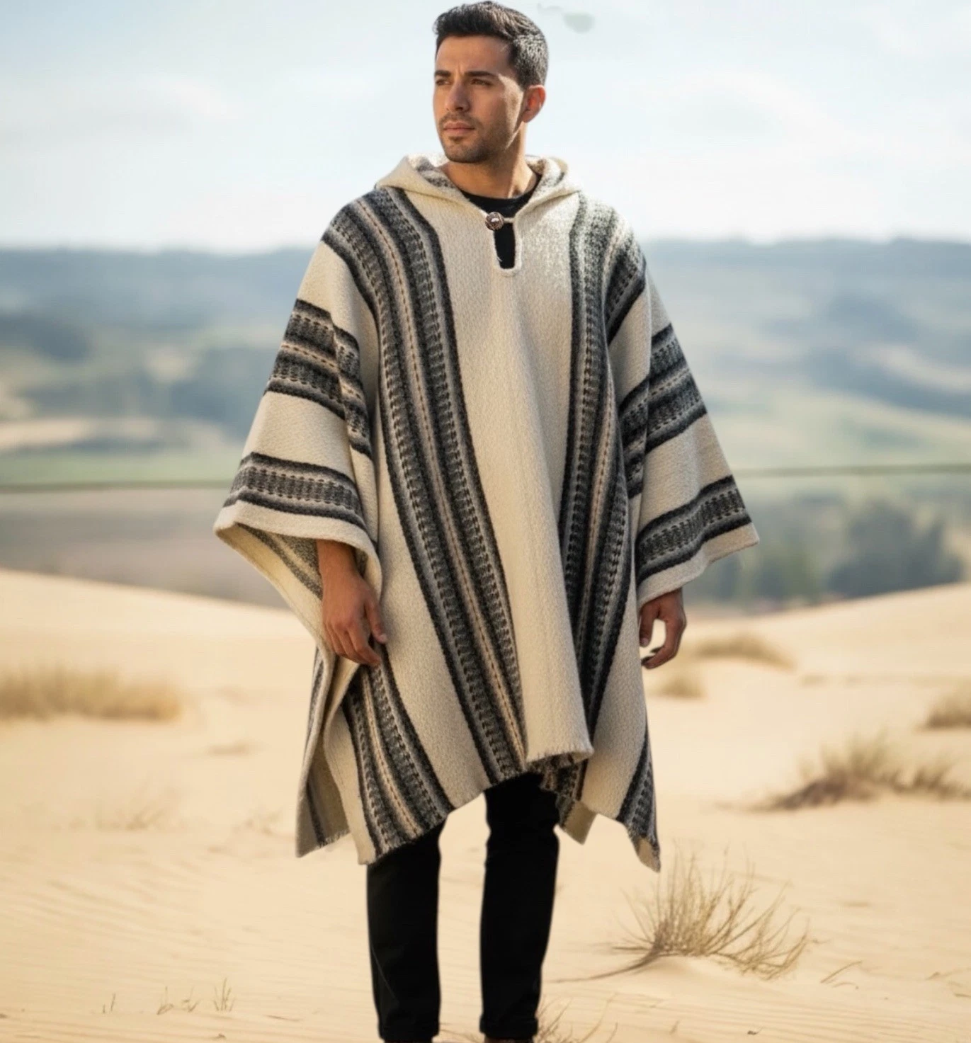 Alpaca Poncho Or Ruana with Hood | Soft and Comfortable Wool Handcrafted teji...