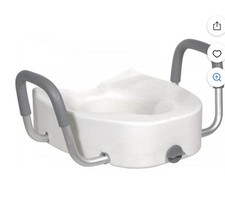 Drive Elongated Raised Toilet Seat with Arms 5" Height - 300 lbs Max - Open Box