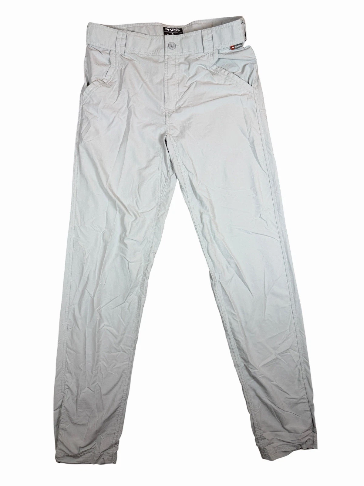Simms Fishing Pants Mens Small Gray Lightweight Nylon Outdoor Wading Chino