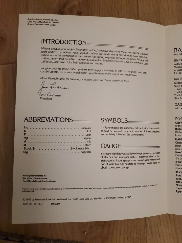 2-Needle Mittens to Knit Pattern Leaflet 6015 American School of Needlework - Image 2 of 4
