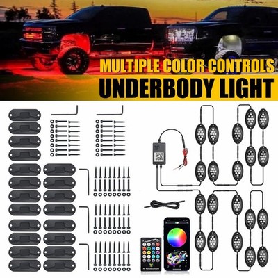 20pcs LED Rock RGB Lights Truck Set Underbody Offroad APP Neon Music Control US