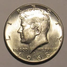 1968 D Kennedy Half Dollar, 40% Silver