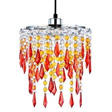 Ceiling Chandelier Acrylic Light Shade, Sunbeam Orange with Chrome Frame