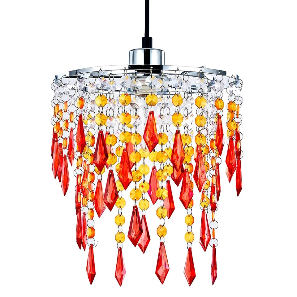 INNOTECK Ceiling Chandelier Acrylic Light Shade, Sunbeam Orange with Chrome Frame