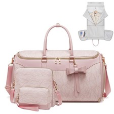 3 PCS Garment Duffle Bag, Leather, Convertible, Shoe Compartment, Waterproof