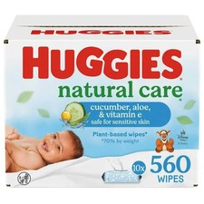 Huggies Natural Care Cucumber, Aloe and Vitamin E Baby Wipes, Scented,10 FlipTop
