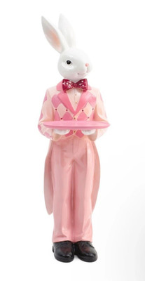 Zylinder und Schwanz Kitsch Hase Kaninchen Serviertablett Rosa USA Import