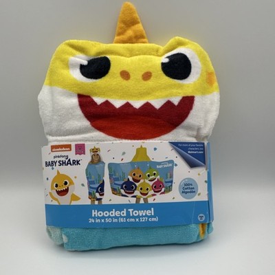 Nickelodeon Baby Shark Hooded Towel 100% Cotton 24x50in Yellow Blue Boys Girls