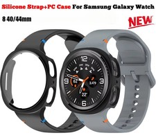 Silicone Watch Band Strap PC Case Glass For Samsung Galaxy watch 8 40mm 44mm