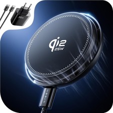 LISEN Magnetisches Kabelloses Ladeger&auml;t Qi2 25W Magsafe Schwarz 36W Netzteil