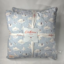 2 Cath Kidston Polar Bears & Penguins Ice Blue Euro Pillows Christmas Holiday