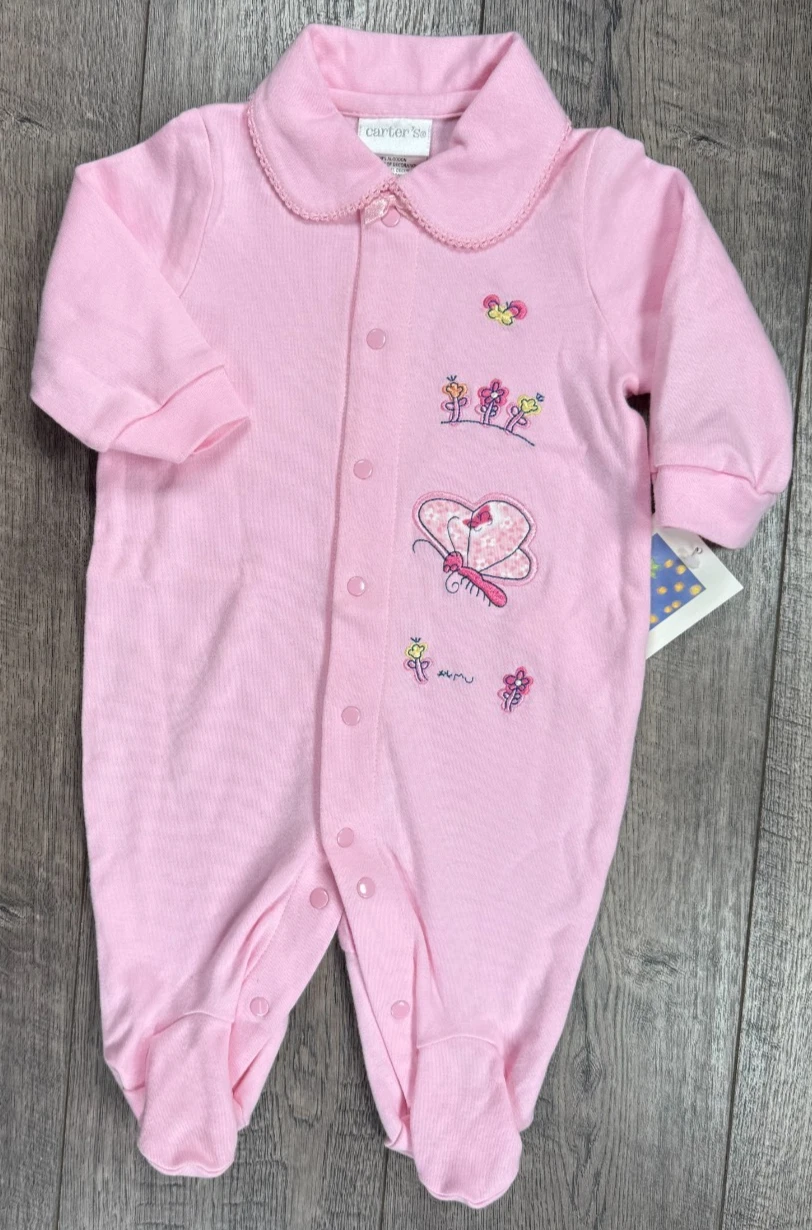 Baby Girl Clothes New Vintage Carter's 0-3 Month Emu Namae Butterfly Outfit