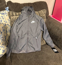 Nike Boys Gunsmoke Gray Hooded Full Zip Windbreaker Jacket Size 7