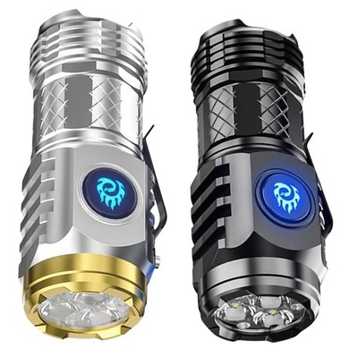 Liameph Dreiäugige Monster Mini Taschenlampe, Super Power LED Schwarz, Silber 