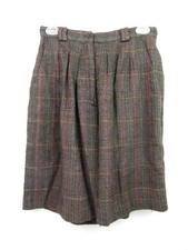 Vintage Doncaster Women's Silk Shorts Size 6 Brown Plaid Pleated Career Wear