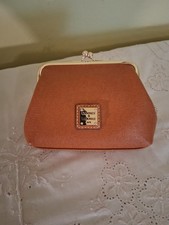 Dooney  Bourke Saffiano Large Kisslock Framed Coin Purse Natural