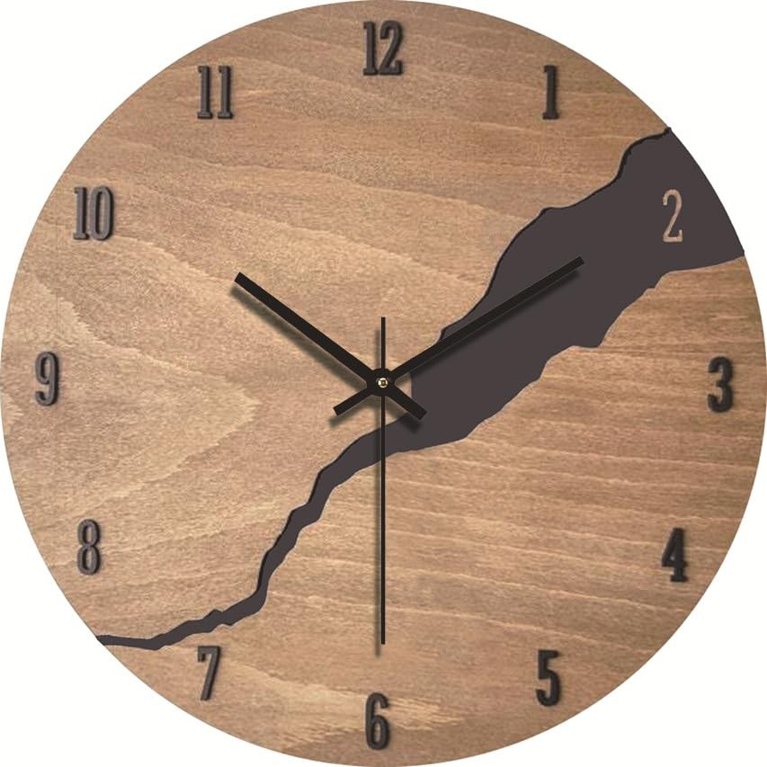 12 Inch Wooden Wall Clock Classic Quartz Battery Operated Silent Black Number
