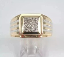 2.00Ct Round Cut Lab-Created Diamond Cluster Men's Ring 14K Two Tone Gold Plated