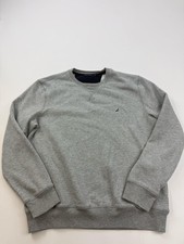 Nautica Sweatshirt Mens Large Gray Fleece Crewneck Pullover Embroidered Logo