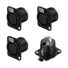 4pcs 4Pin XLR Female Jack Socket, Microphone Adapter Audio Panel Mount,Black