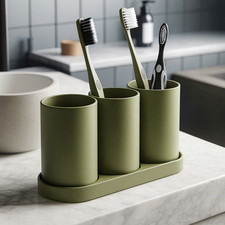 Design Toothbrush Holder Set with 3 Cups, Bathroom Organiser (DEL-0035)