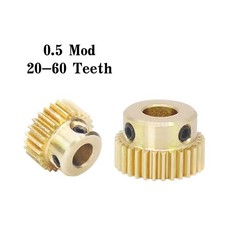 Engranaje de piñón de latón 0,5 mod 20-60T diámetro de dientes 4-15 mm engranaje de transmisión y bastidor