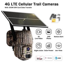 4-Pack Solar Powered 4G LTE Cellular 2K PTZ Trail Camera Hunting Cam + SIM Card