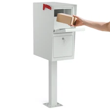 Curbside Locking Mailbox for Packages Large Street Mailbox for Outside with Post