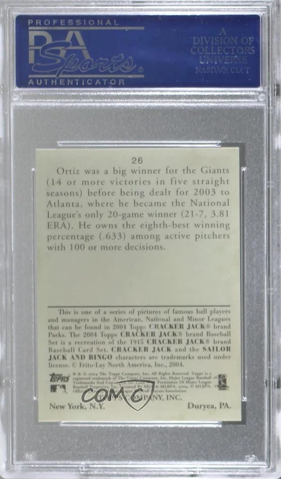 Topps Cracker Jack Mini 2004 azul Russ Ortiz #26 PSA 10 GEM MT Foto 2 de 2