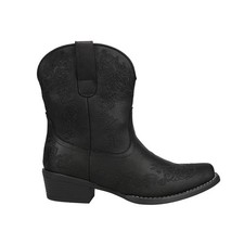 Roper Riley Shorty Scroll Embroidered Snip Toe Cowboy Booties Womens Black Casua
