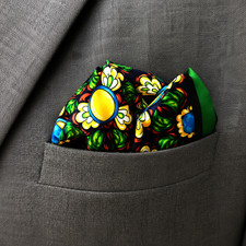 Multicolour Italian Geometric Pattern Premium Silk Pocket Square  Wedding Gift
