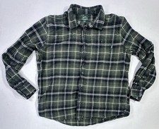 Woolrich Flannel Shirt Men s XL Green Plaid Long Sleeve Button-Up Soft Cotton