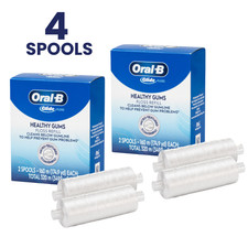 NEW VERSION Oral-B Glide Floss Refills, 4 SPOOLS- Unflavored, Micro Textured