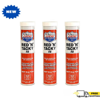 3 Pack Lucas Oil 10005 Red N Tacky Grease, 14oz Multi-Purpose EP Lubricant, New
