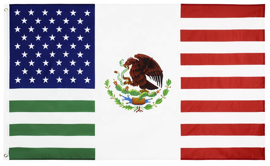 USA & Mexico Combination Flag 3x5ft USA & Mexico Combo Flag US/MEX 100D