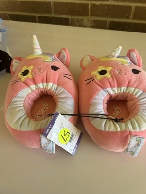 Squishmallows Unicorn Cat Kids Slippers Pink Size 2/3 Unicorn Horn
