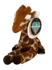 FAO Schwarz Giraffe Plush 11" Long 10" Tall Brown White Stuffed Animal Toy NEW