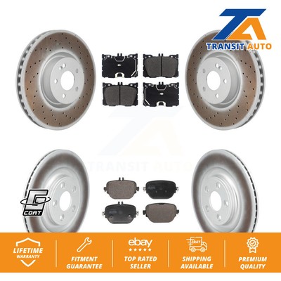 Coated Brake Rotors Semi-Metallic Pad Front Rear Kit For Mercedes-Benz E400 E450